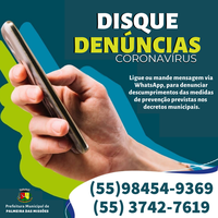 Descumprimento das medidas de prevenção contra o coronavírus? Denuncie!