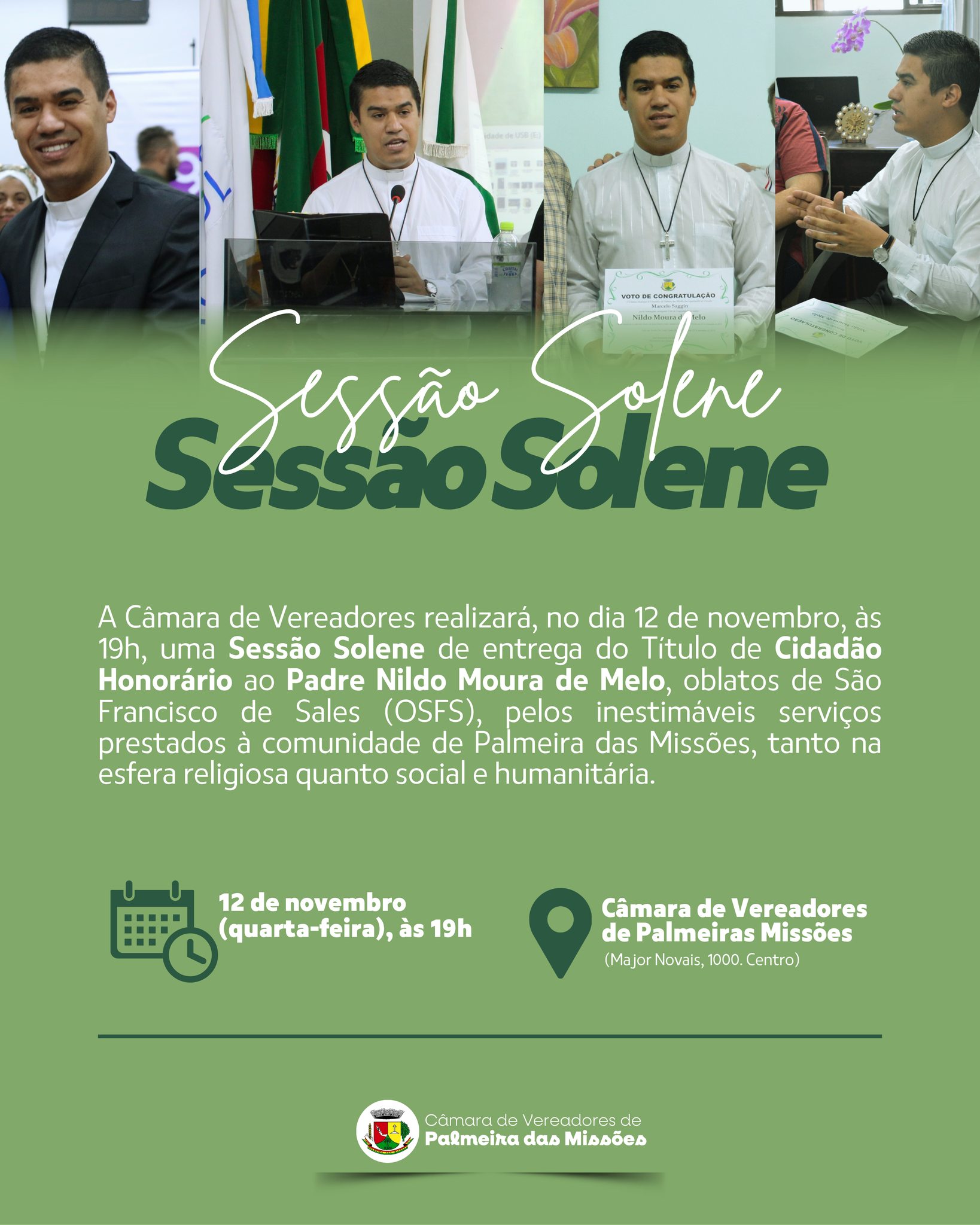 Legislativo realizará Sessão Solene