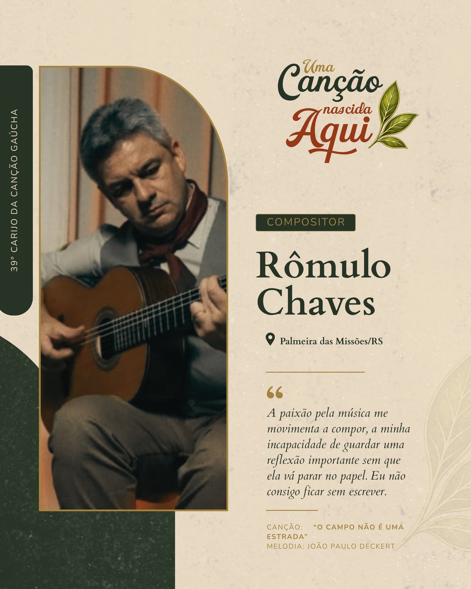 Uma Canção Nascida Aqui: “O Campo Não é Uma Estrada” – Letra: Rômulo Chaves